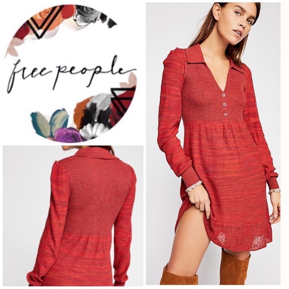 Elegant Red Knit Dress three people size medium